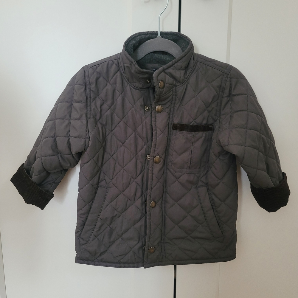 🧸2/20$ GAP Kids 2T Toddler Quilted Gray Jacket Spring Barn Jacket